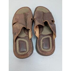 Born Handcrafted Footwear Leather Slide Sandals Men's 10M Brown Comfort Slip On